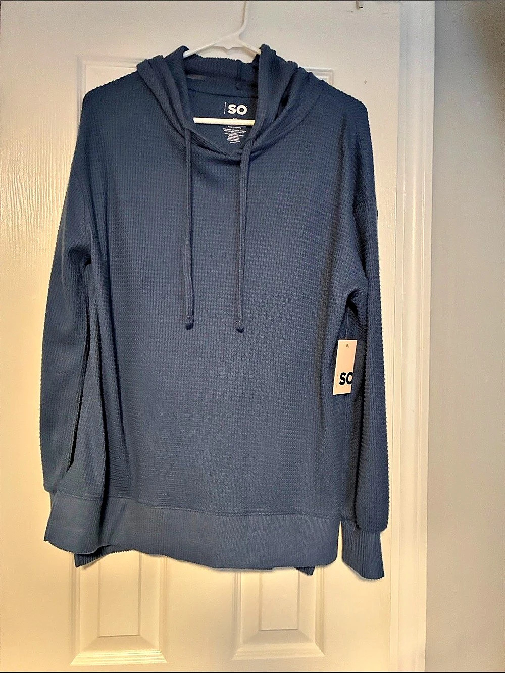 SO The Cozy Hoodie Textured Hoodie in Blue Size Medium NWT